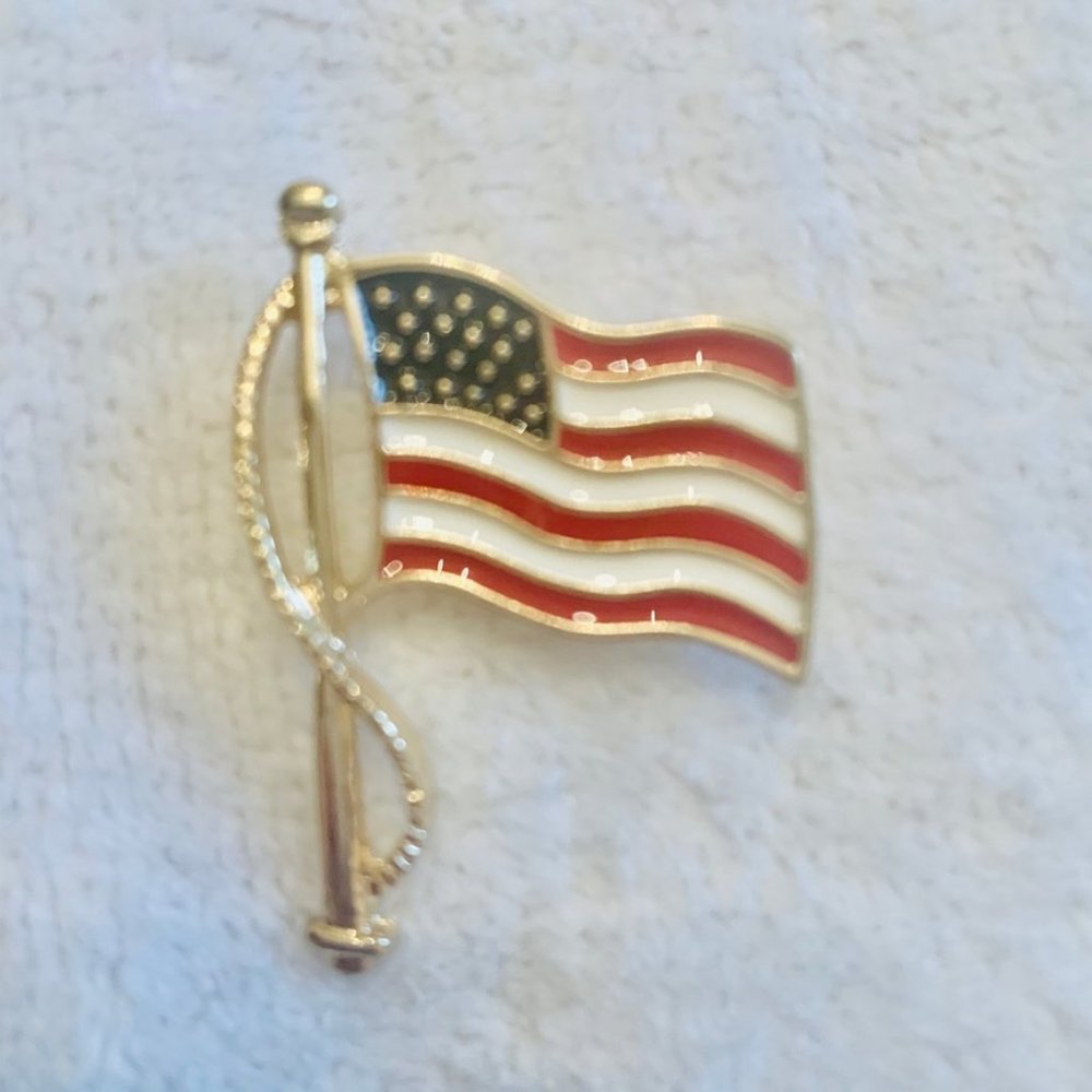 Premier Designs Pin of American Flag, Gold Tone